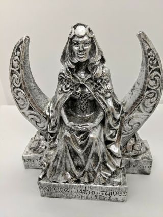 Moon Goddess Statue - Silver Finish - Dryad Designs - Wiccan Wicca Pagan Lunar