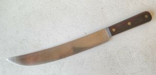 Vintage Lamson Chrome Tool Steel Butcher Knife 12 " Blade Wood Handle 6280