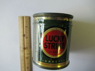 Vintage Tobacco Tin - - (lucky Strike Tin) Only 3 " Tall X 2 3/4 In Dia.