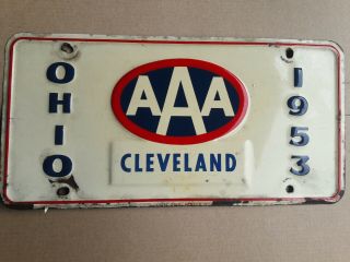1953 Cleveland Ohio Aaa Auto Club Booster Souvenir License Plate Topper