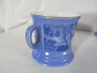 Currier & Ives Set 2 Shave Mugs Coffee Blue Japan Vintage Homestead Wilderness 5