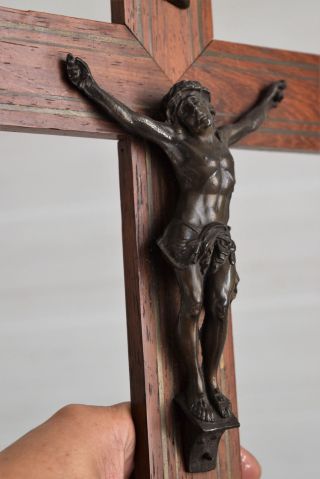 ⭐ Vintage Religious Wall Cross,  Crucifix,  Wood & Metal Christ⭐