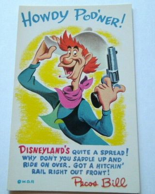Un - Disneyland Art Corner Postcard Pecos Bill Howdy Pod 