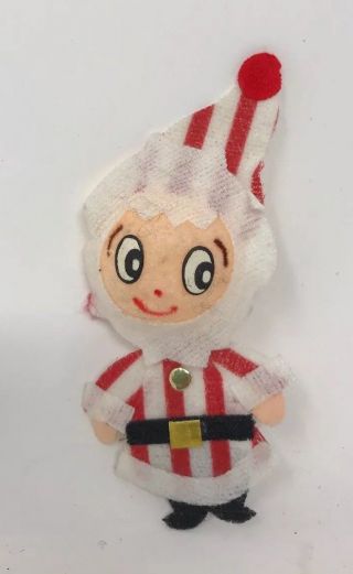 Vintage Santa Elf Pixie Knee Hugger Christmas Brooch Pin Made In Japan