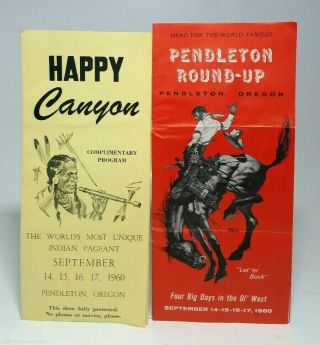 2 Pendleton Round Up And Happy Canyon Rodeo Pamphlet 1960 Program Ephemera