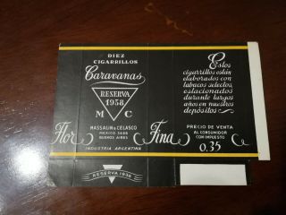 Caravanas - Argentina 1940 Cigarette Pack Label Wrapper