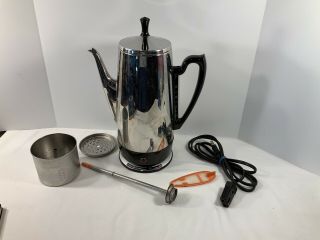 Vintage General Electric Immersible 12 Cup Stainless Steel Percolator Bakelite