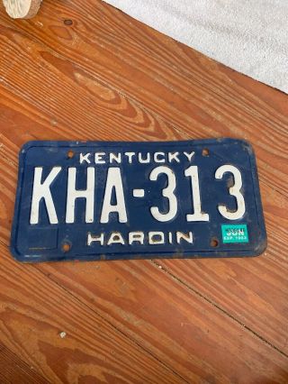 Vintage 1984 Kentucky / Hardin County License Plate Kha - 313