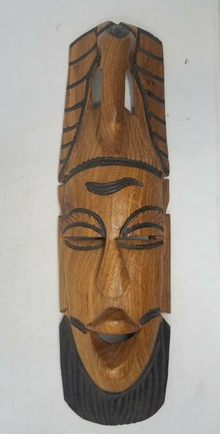 19 " Hand Carved Wooden Tribal Mask Wood Decorative Wall Art