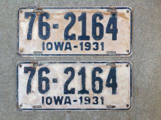 (2) - Matching Pair 1931 Iowa License Plates