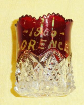 Ruby Flashed Souvenir Toothpick Dated 1900 Florence (ky?) (her Name?)