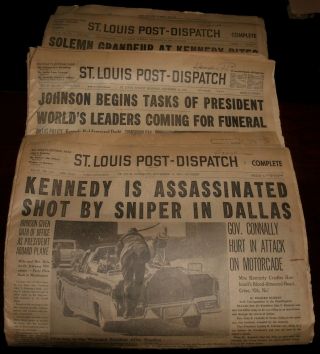 3 Jfk Assassination St.  Louis Post - Dispatch Papers Nov.  23rd/24th/26th
