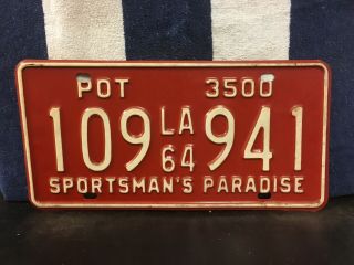 Vintage 1964 Louisiana License Plate