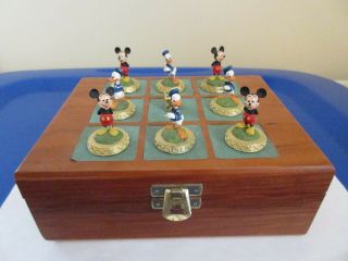 Disney Mickey Mouse Donald Duck Tic Tac Toe,  Hand Painted Pewter,  Wood Box