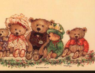 . Mary Hamilton (5) Sheets Christmas Teddy Bear Stationery,  Old Hallmark