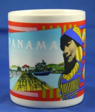 Panama Coffee Mug W Colorful Tropical Collage Artwork.  Canal Parrot Native Woman