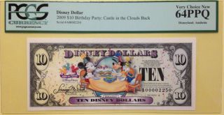 2009a $10 Party Disney Dollar Graded By Pcgs Very Choice 64ppq,  A00002250