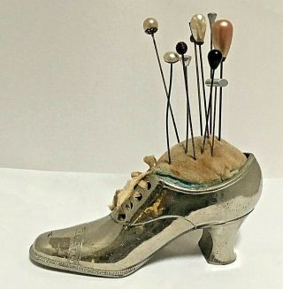 Vintage Hat Pin Cushion Display Laced Shoe Victorian Style