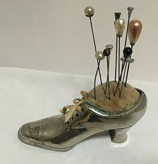 Vintage Hat Pin Cushion Display Laced Shoe Victorian Style 2