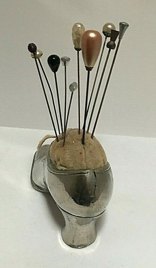 Vintage Hat Pin Cushion Display Laced Shoe Victorian Style 3