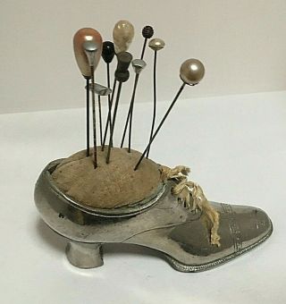 Vintage Hat Pin Cushion Display Laced Shoe Victorian Style 4