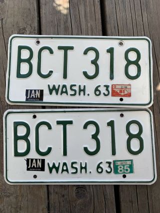 Washington License Plate 1963 Pair