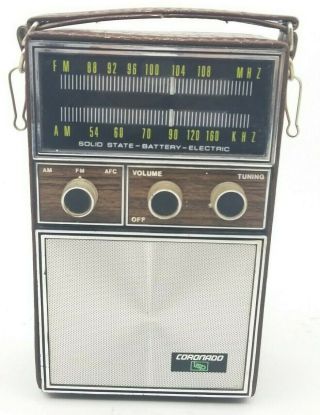 Vintage Coronado Solid State Transistor Radio Model Ra80 - 5280 Am Fm Afc Ac/dc