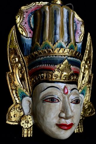 Balinese Dewi Sita Mask Sinta Goddess Ramayana Bali Wall Art Hand Carved Wood