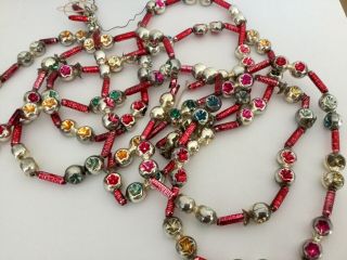 Vintage Mercury Glass Bead Christmas Tree Garland - Red - 90” 2