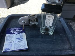 Vintage Sunbeam Mixmaster Blender Attachment Glass Jar Base Stand Booklet