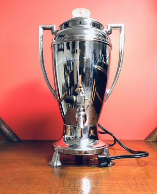 Rare Antique Vintage Royal Rochester Chrome Electric Coffee Pot Urn Percolator