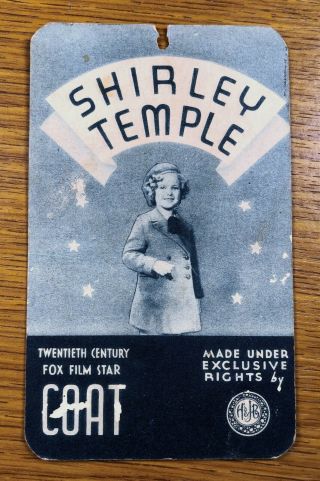 Shirley Temple Coat Tag Antique Vintage Ephemera Label 20th Century Fox