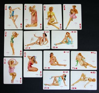 Vintage Vargas Girls Playing Cards 53,  1 Risque Pin - Ups Complete w/Box 1950s 3