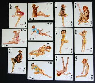 Vintage Vargas Girls Playing Cards 53,  1 Risque Pin - Ups Complete w/Box 1950s 4