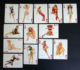 Vintage Vargas Girls Playing Cards 53,  1 Risque Pin - Ups Complete w/Box 1950s 5