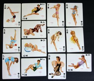 Vintage Vargas Girls Playing Cards 53,  1 Risque Pin - Ups Complete w/Box 1950s 6