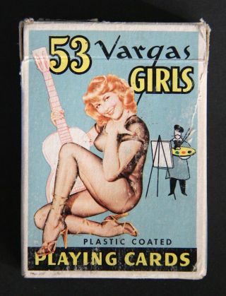 Vintage Vargas Girls Playing Cards 53,  1 Risque Pin - Ups Complete w/Box 1950s 8