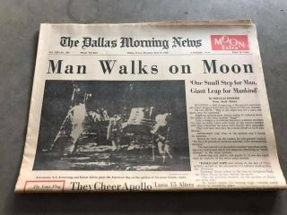 Dallas Morning News Newspaper - July 21,  1969 - Apollo 11 Moon Landing