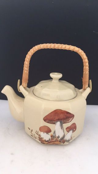 Vintage Omc Japan Ceramic Mushroom Teapot 