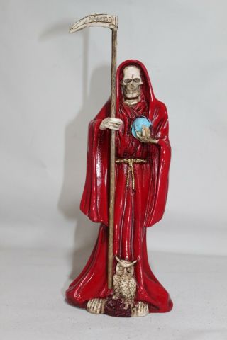 562 Statue Lady Santa Muerte Red 12 " Holy Death Amor Atraccion Sexo Pasion