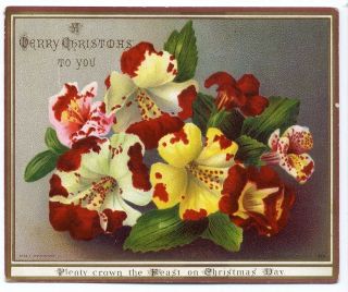 Floral Christmas Victorian Card 1880 