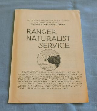 1936 Glacier National Park Souvenir,  Fold - Out Map & Ranger Naturalist Service 2