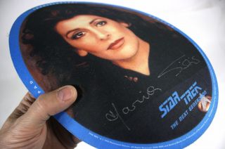 Autographed Star Trek Mousepad 8 " X10 " Oval - Marina Sirtis As Counselor Troi