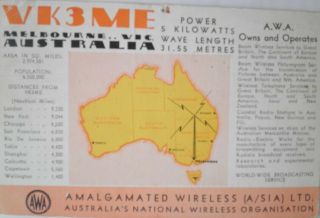 Qsl Card From Radio Station Wk3me Melbourne Australia 1936