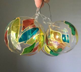 Vintage Italy Christmas Tree Ornaments Set Of 3 Balls Parise Vetro Art Glass