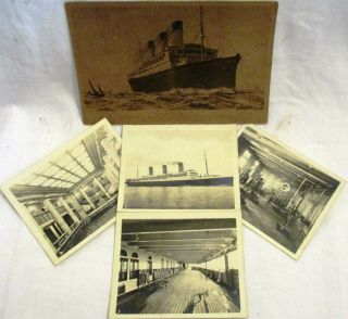 1926,  Set Of 4,  Black & White Photos Of " The Rms Majestic ",  Plus Post Card