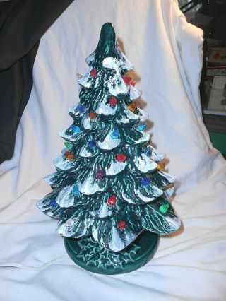 Vintage Ceramic Christmas / Forest Tree Lighted 14” Tall