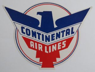 Vintage Luggage Label Continental Airlines Red White Blue Eagle