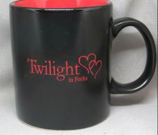 Twilight In Forks Black Mug Red 11 Ounce Hearts Meyers Saga