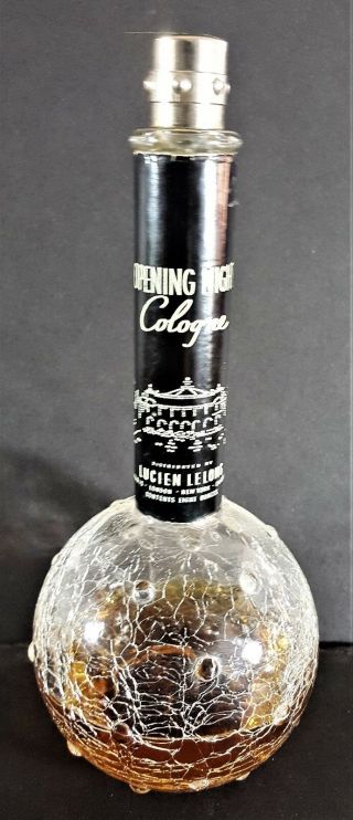 Vintage Lucien Lelong Crackled Glass Hobnail Opening Night Cologne - 1/3 Full